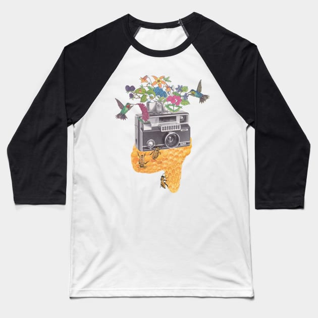 Vintage Camera Baseball T-Shirt by LennyCollageArt
